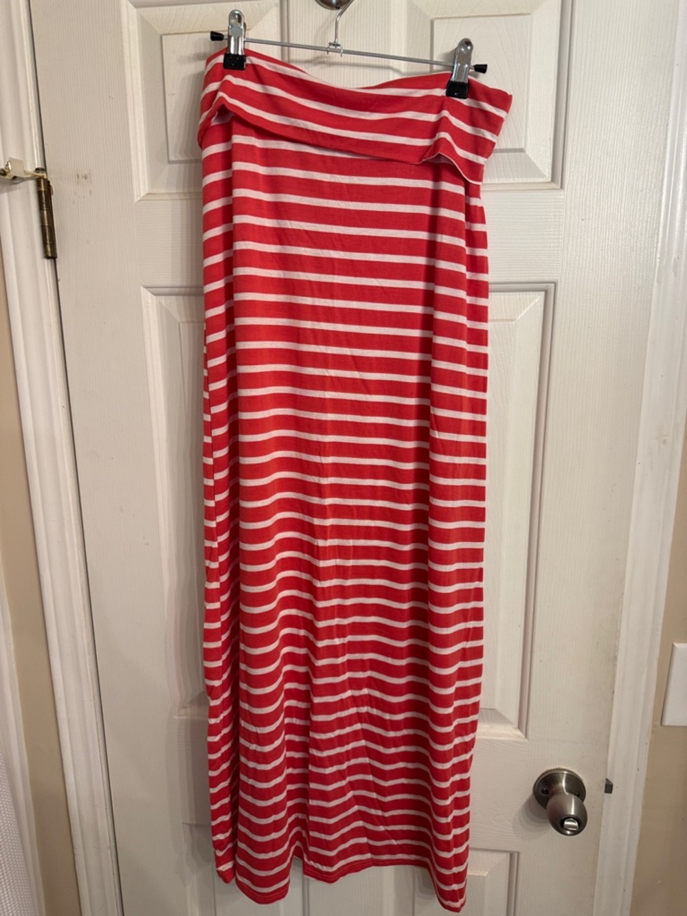 Brat Star Red and White Striped Maxi Skirt
